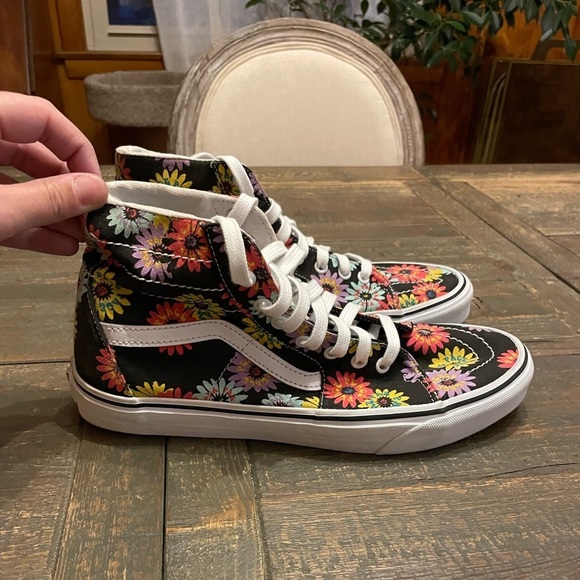 EUC VANS SK-8 hi peace floral men’s 10 black colorful like new condition - Picture 3 of 7